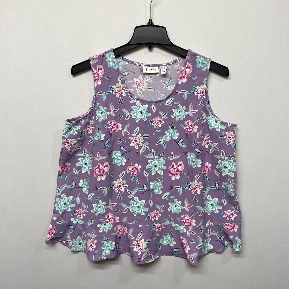 D&Co Denim & Co Women Sleeveless Blouse Tank Top Shirt Size Large Floral M223 -5
